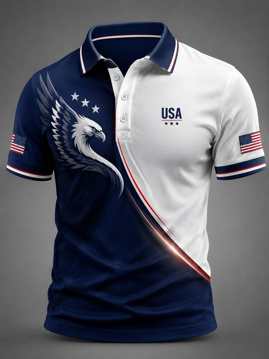 Men's American Flag Eagle Printed Shirt