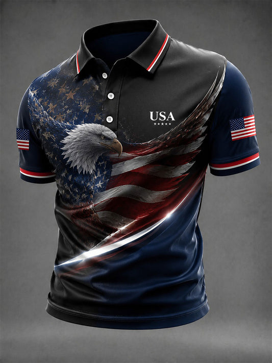 Men's American Flag Eagle Printed Shirt