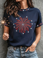 Women's 4th of July Freedom American Art Printed Linen T-shirt