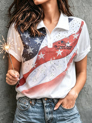 Women's 4th of July Freedom American Art Printed Casual Tops