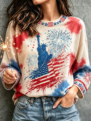 Women's 4th of July Freedom American Art Printed Linen Tops