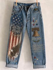 Women's Independence Day Printed Casual Pants
