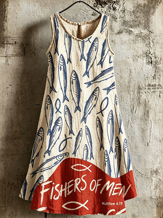 Women's Come With Me I Will Make You Fishers Of Men Cotton And Linen Dress