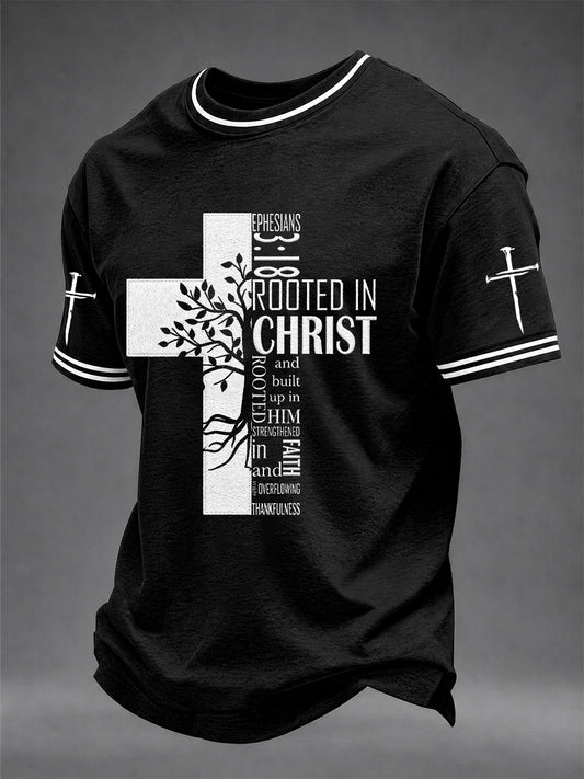 Men's Christian Cross Print Casual Tee
