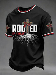 Men's Christian Cross Print Casual Tee