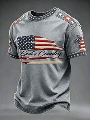 Men's One Nation Under God American Independence Day Retro Print Casual T-shirt
