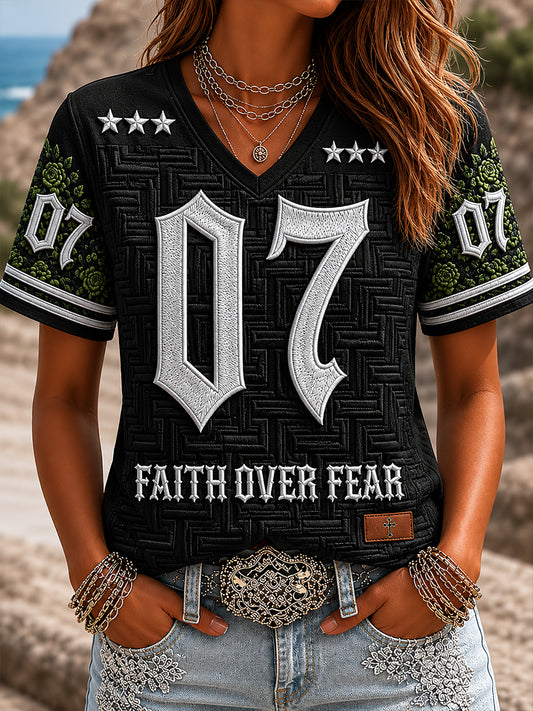 Women's Christian Faith Over Fear Cross Short Sleeve T-shirt