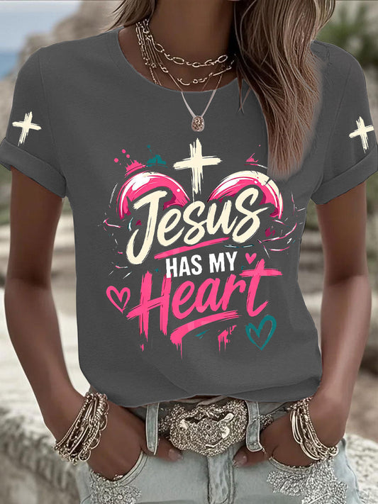 Women's Christian Cross Print Casual Tee