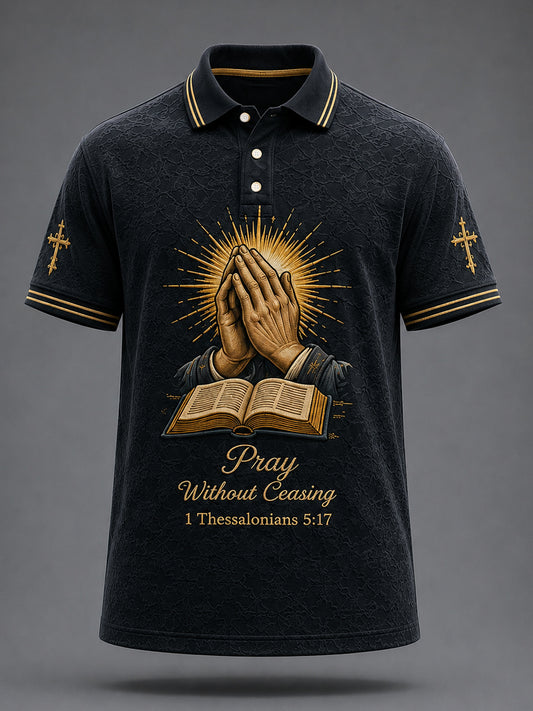 Men's Christian Paryer Print Casual Polo