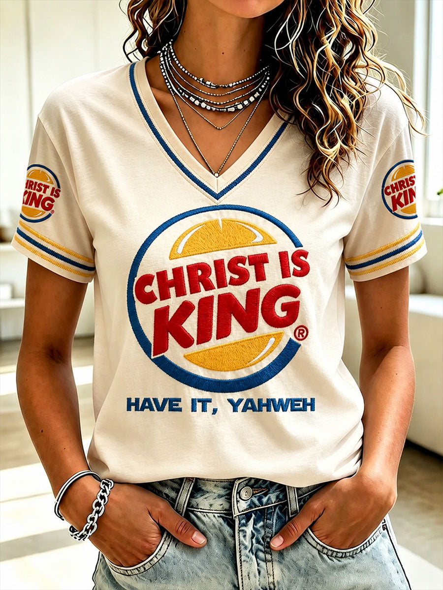 Women's 'Christ is King' V-neck T-shirts