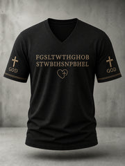 Men's Christian Bible Verse  For God So Loved The World Short Sleeve V-neck T-shirt