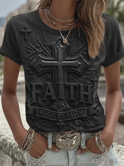 Women's Cross Print short-sleeved T-shirt