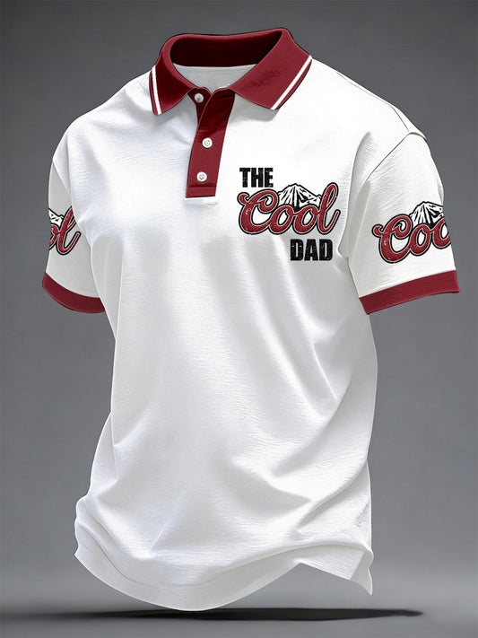 Men's“The Cool Dad”Father's Day Fun Casual Printed polo shirt