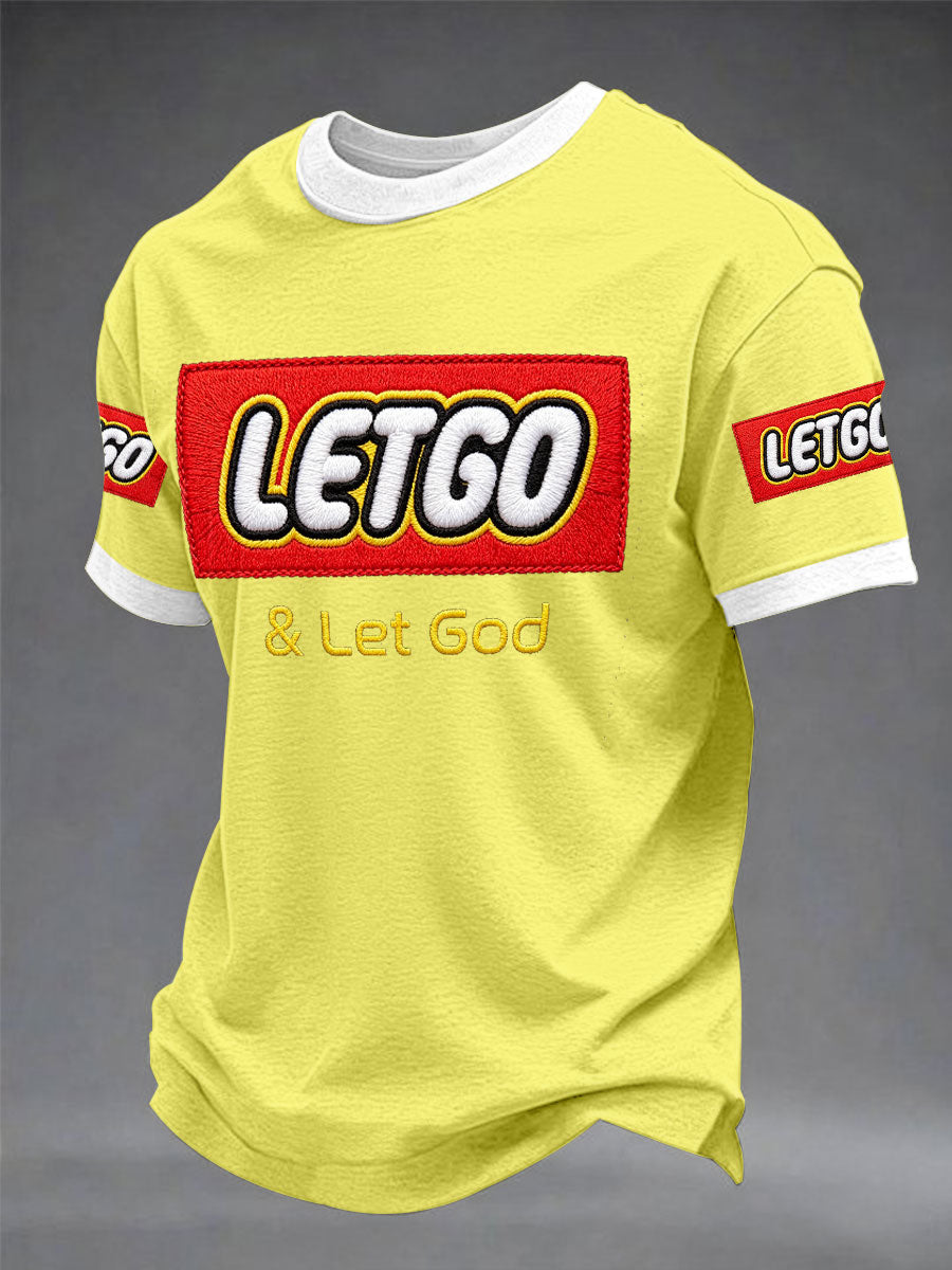 Men's Let God Faith Fun Print Casual Unisex T-shirt