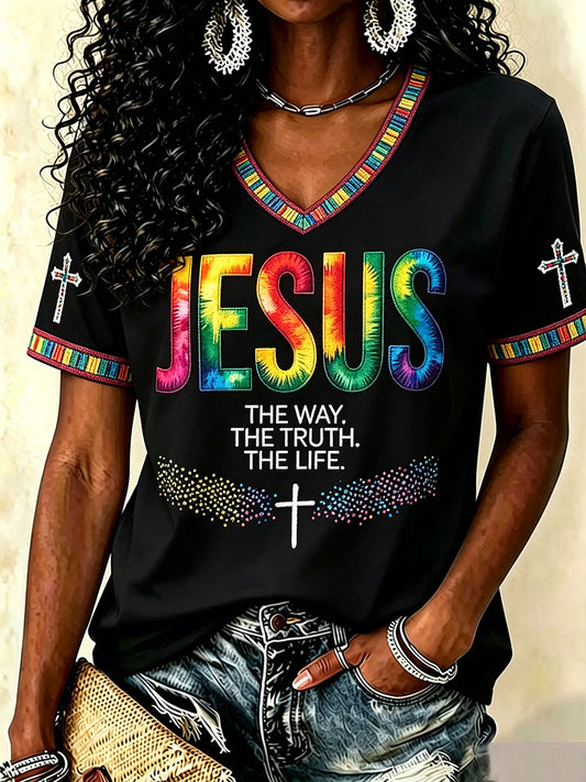 Women's Jesus John 14:6 V-Neck T-Shirts