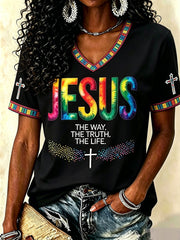 Women's Jesus John 14:6 V-Neck T-Shirts