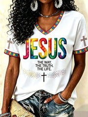Women's Jesus John 14:6 V-Neck T-Shirts