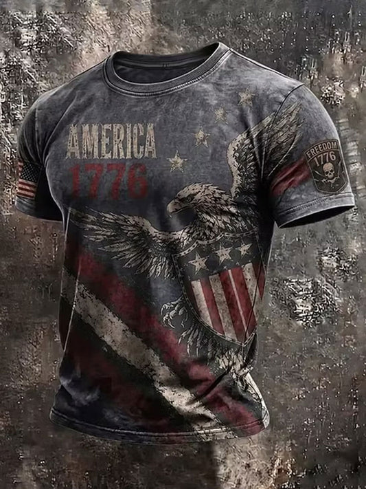 Men's USA 1776-2026 Printed Casual T-Shirt