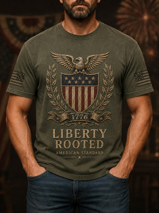 Men's Independence Day Veteran Print Casual Patriotic Tee