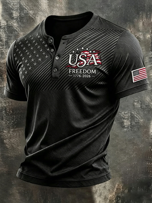 Men's Independence Day Flag Art Short Sleeve Top