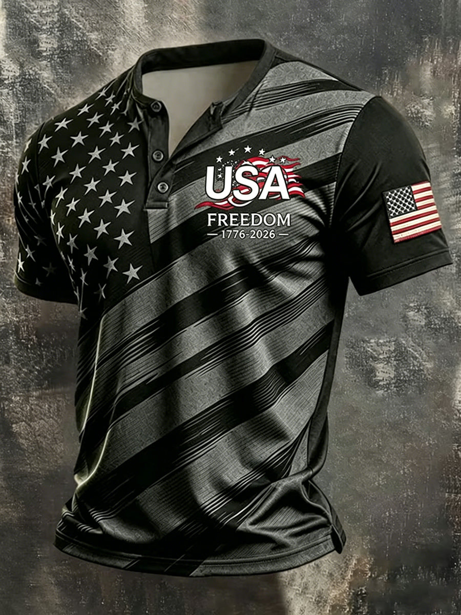 Men's Independence Day Flag Art Short Sleeve Top
