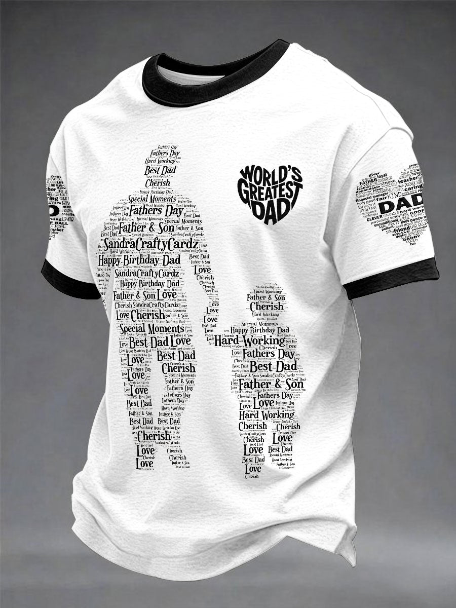 Men's Father's Day Casual Printed T-Shirt — "Dad Accompanying Child's Growth" Theme