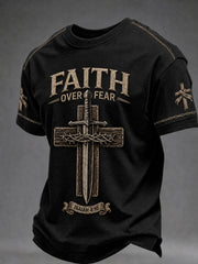 Men's Christian Faith Over Fear Cross Short Sleeve T-shirt