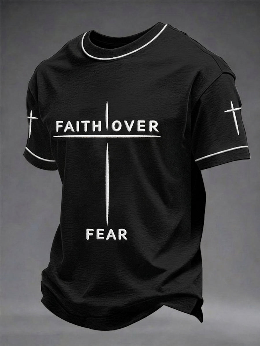 Men's Christian Faith Over Fear Cross Short Sleeve T-shirt