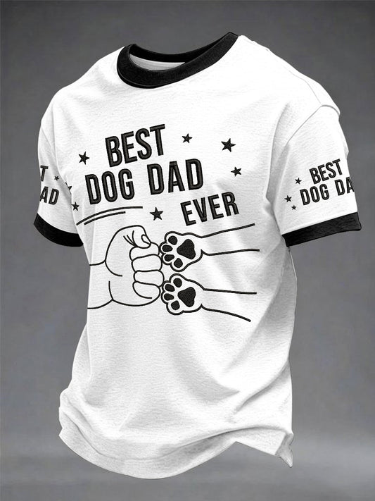 Men's “Best Dog Dad Ever”Father's Day Fun Print Casual T-shirt