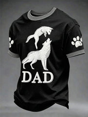 Men's Father's Day Fun Wolf father and wolf cubs Print Casual T-shirt