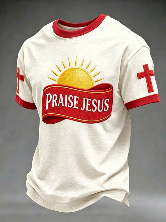 Men's Funny Christian Jesus Print Casual Tee
