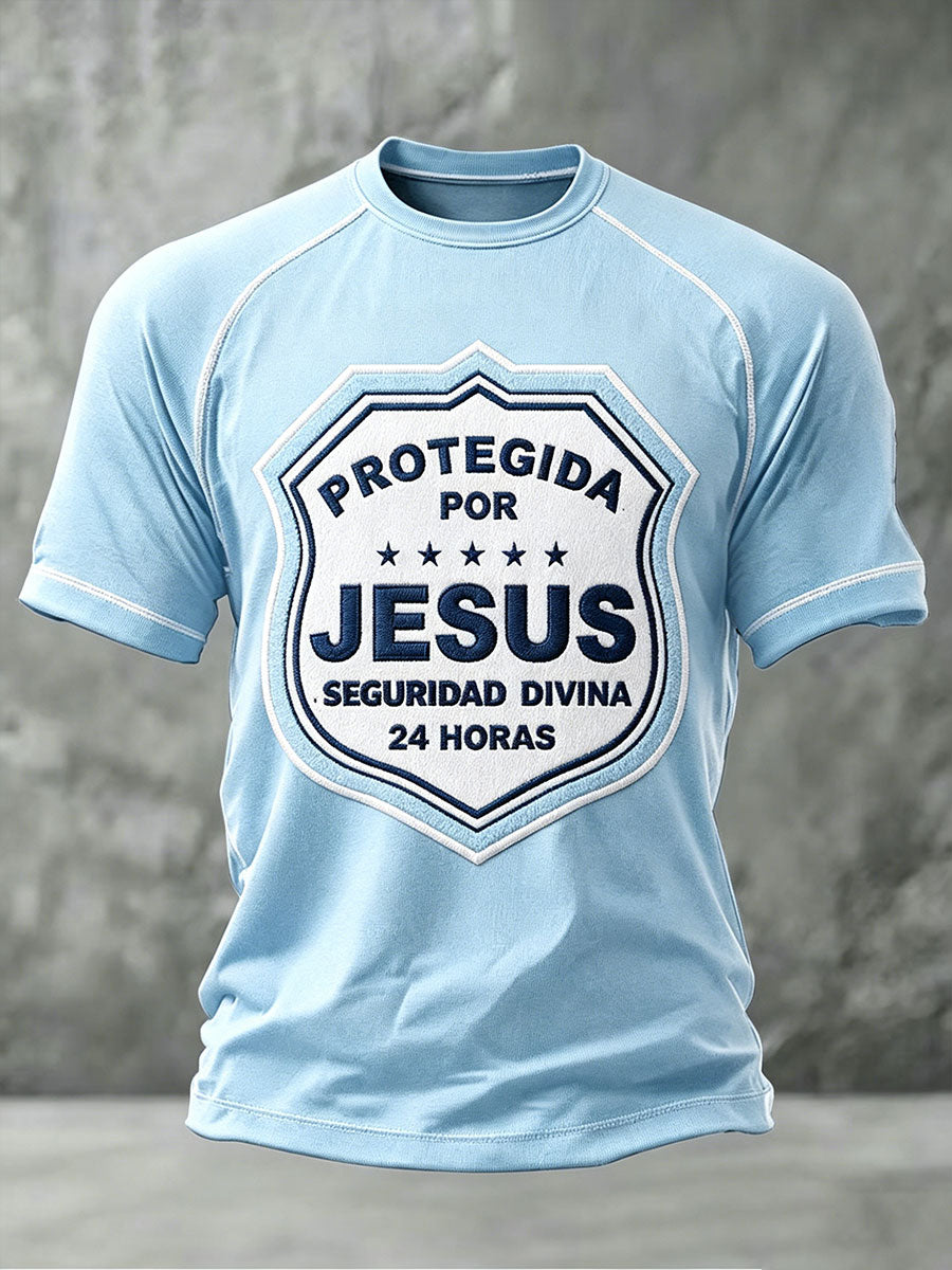 Men's Funny Christ Print Casual T-shirt
