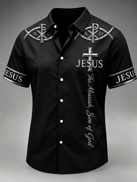 Men's Jesus Print Casual Shirt