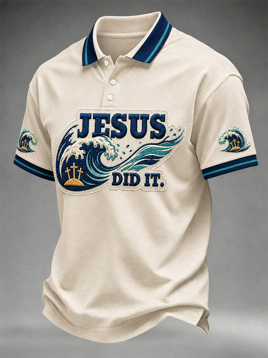 Men's Funny Christian God Print Casual Polo