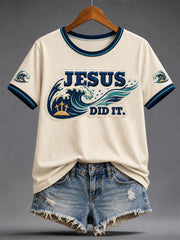 Women's Funny Christian God Print Casual Tee