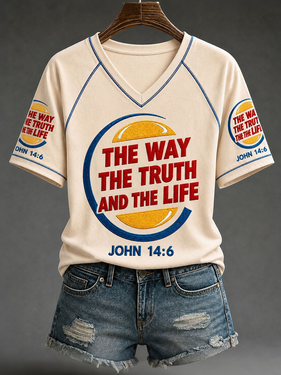 Women's  'The Way, the Truth, and the Life John 14:6' Christian V-neck T-shirts