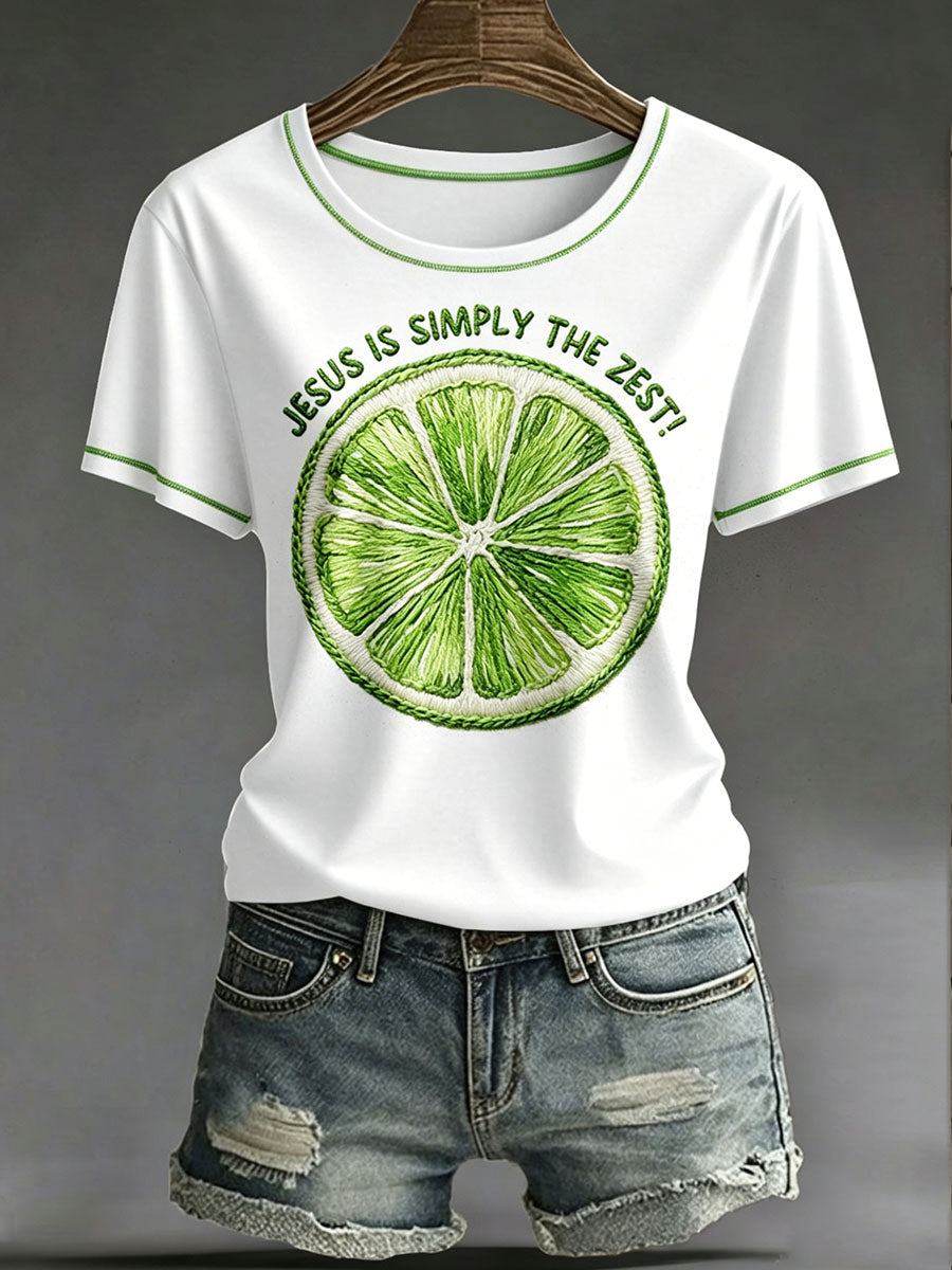 Women's “Jesus Is Simply The Zest” Faith Fun Fruit Casual Print T-shirt
