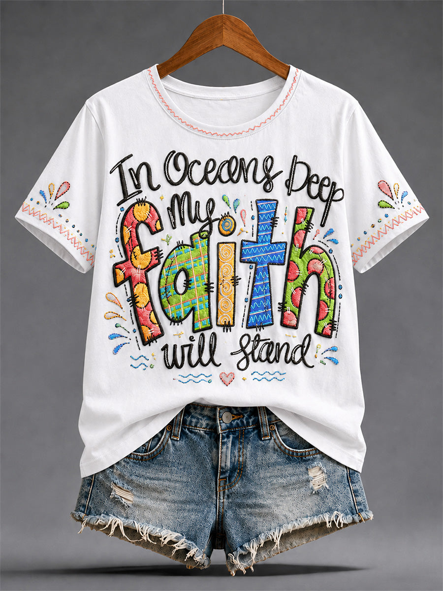 Women's Christian Jesus Print Casual Tee