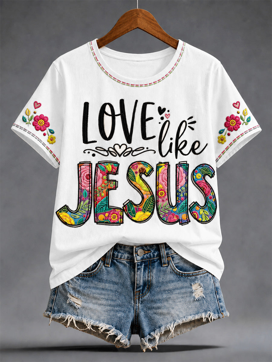 Women's Christian Jesus Print Casual Tee