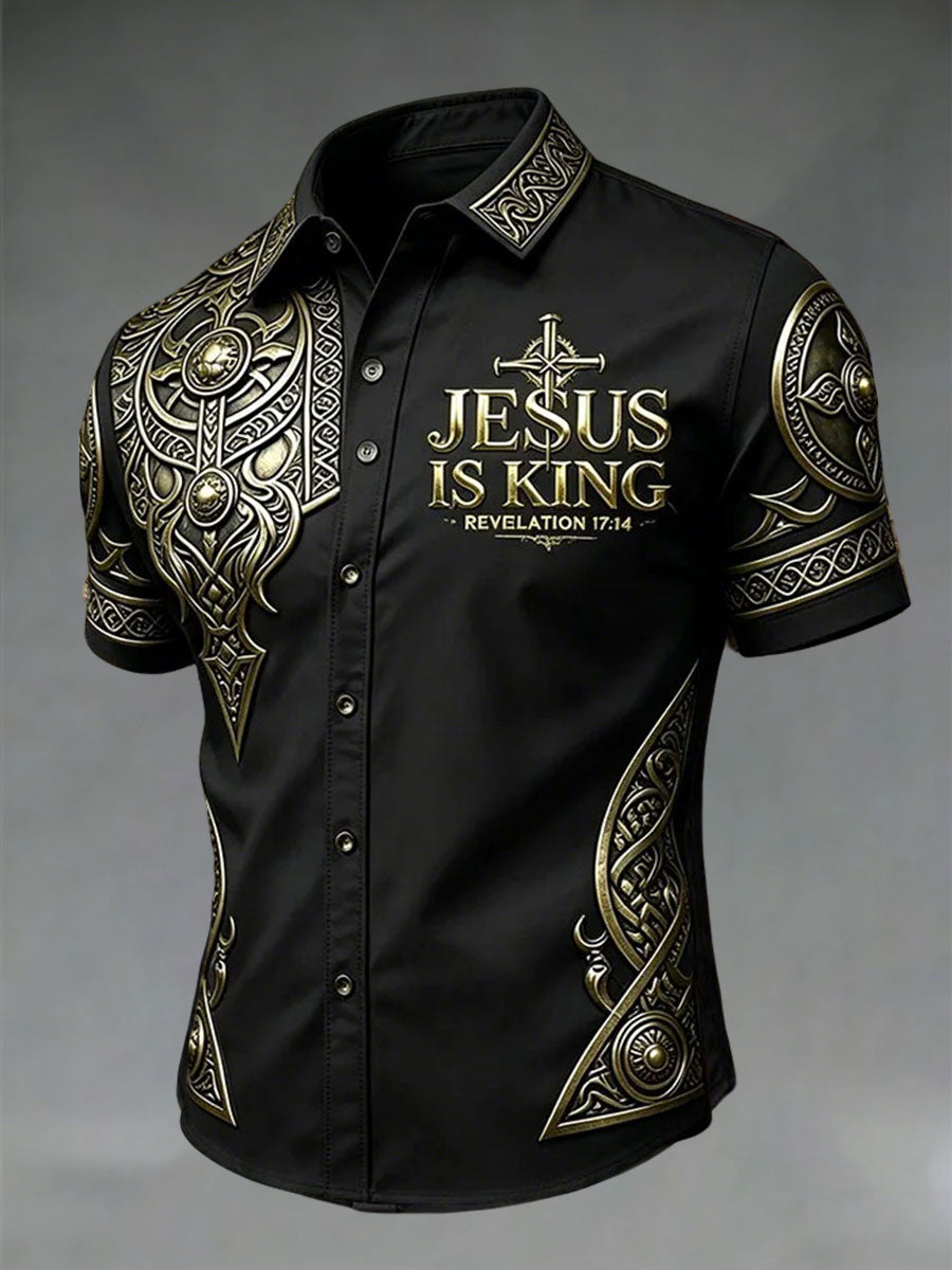 Men's Cross Print Casual Shirt