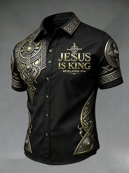 Men's Cross Print Casual Shirt
