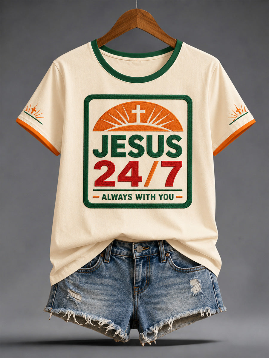Women's  Funny Christian Jesus Print Casual Tee