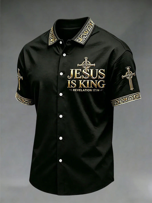 Men's Cross Print Casual Shirt