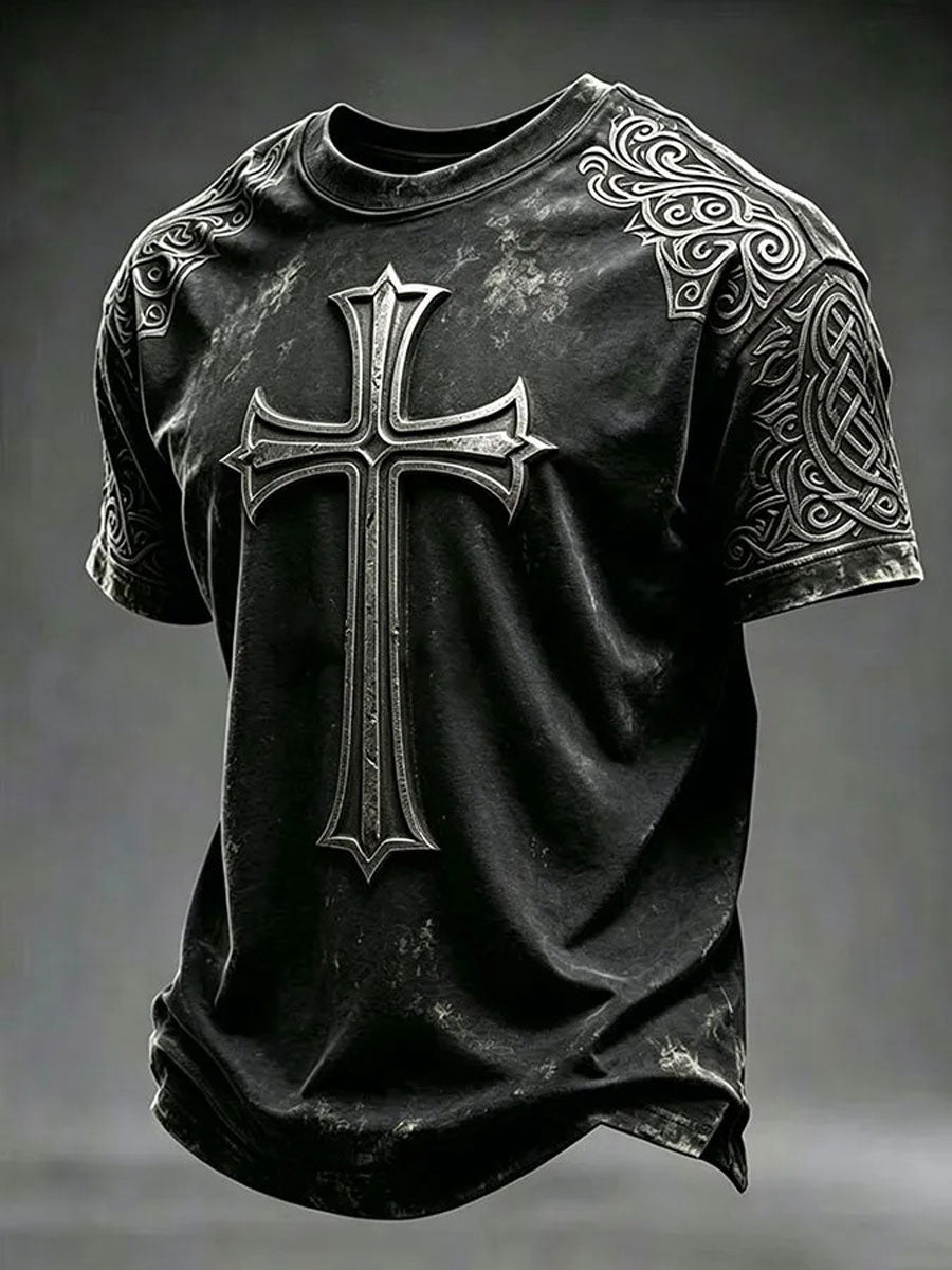 Men's Cross Print Casual T-shirt