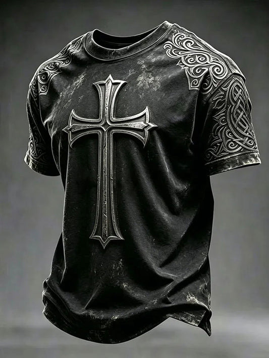 Men's Cross Print Casual T-shirt