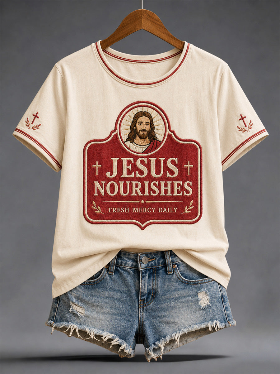 Women's  Funny Christian Jesus Print Casual Tee