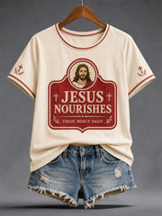 Women's  Funny Christian Jesus Print Casual Tee