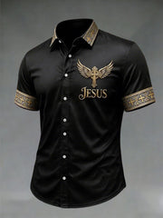 Men's Cross Print Casual Shirt