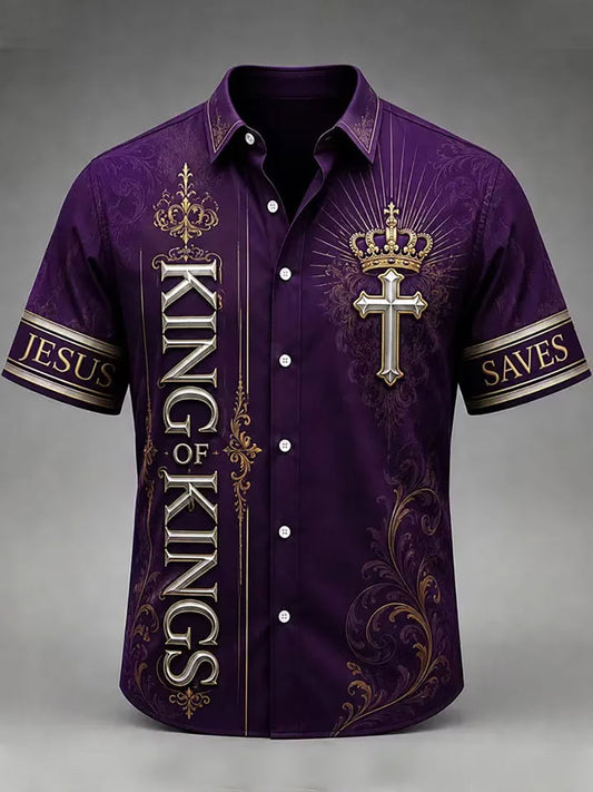 Men's Cross Print Casual Shirt
