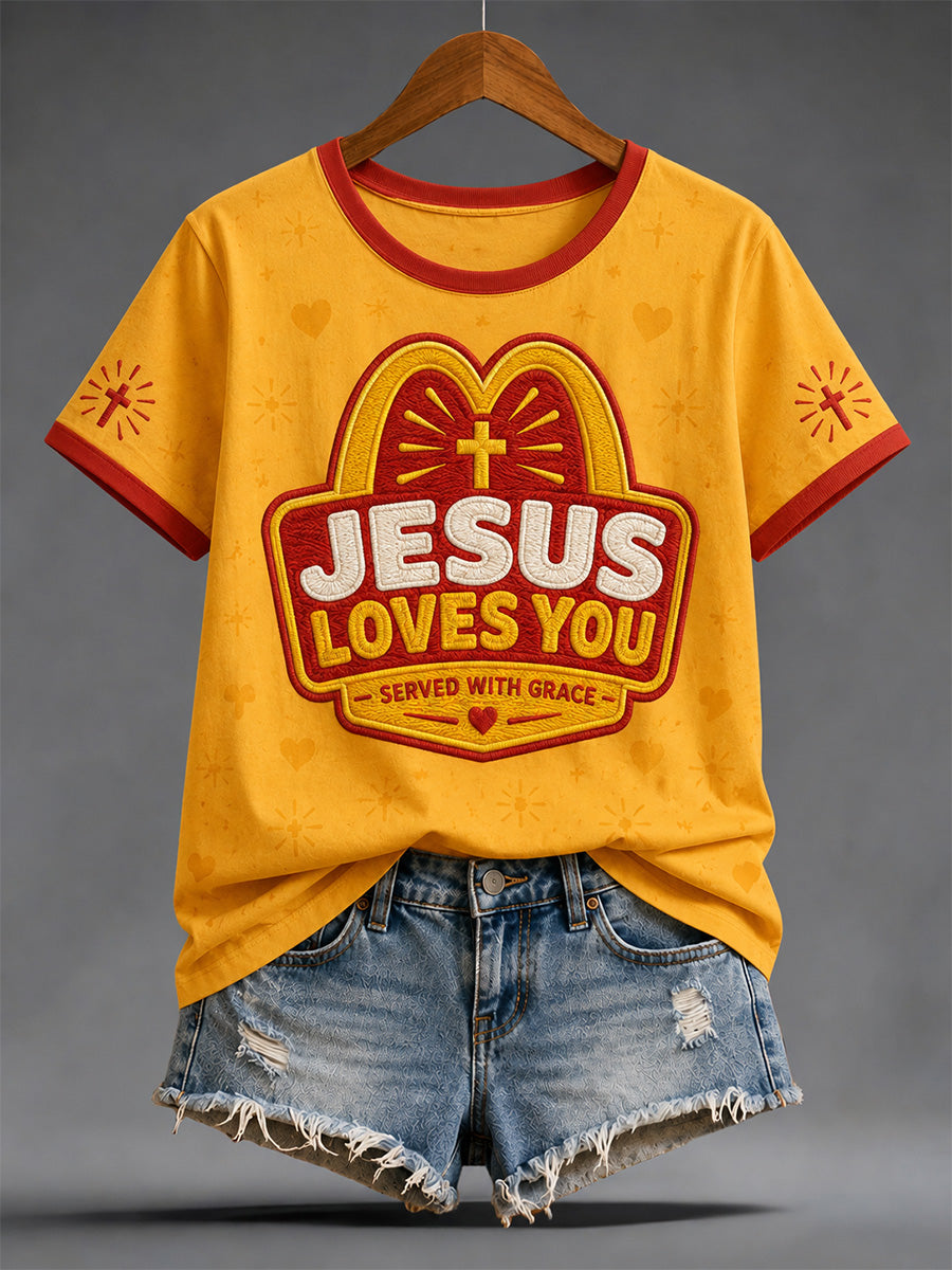 Women's  Funny Christian Jesus Print Casual Tee